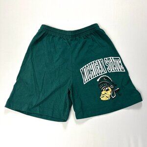 Vintage Michigan State University Gruff Sparty Shorts Green Sz M Cotton MSU